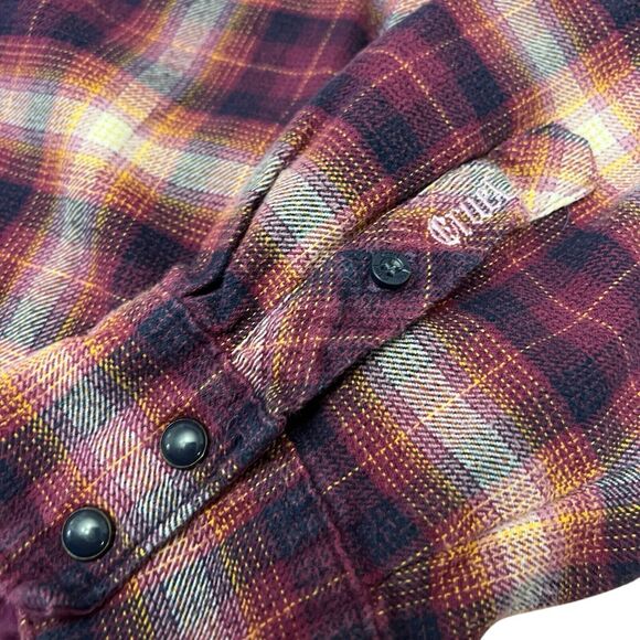 Cruel Girl‎ Women's XXL Pearl Snap Maroon Long Sleeve Flannel - Picture 3 of 7